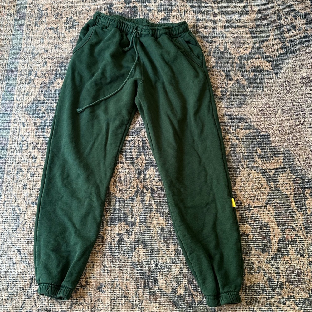 Yellow label green sweatpants